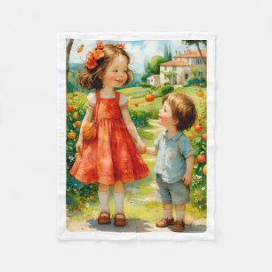 ADOM Vintage Tuin Dekentje voor Kinderen Fleece Deken