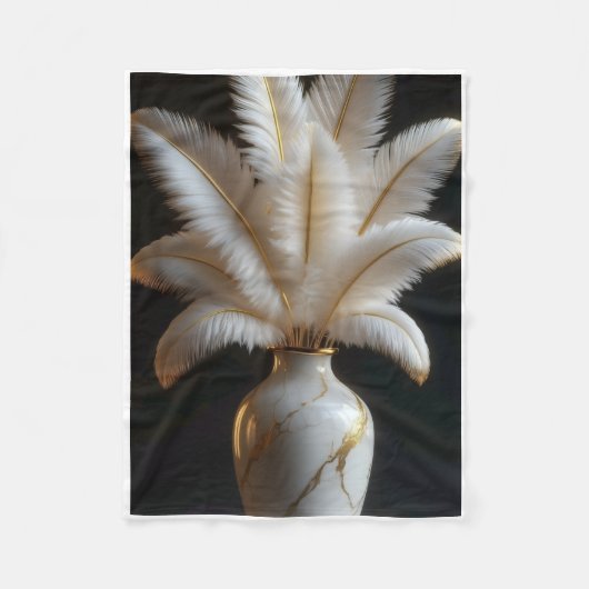 ADOM Witte Veer Luxe Vaas Dekbed Fleece Deken (Voorkant)