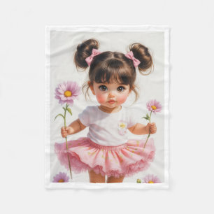 ADOM Zoete Meisje met Bloemen Dekbed Fleece Deken