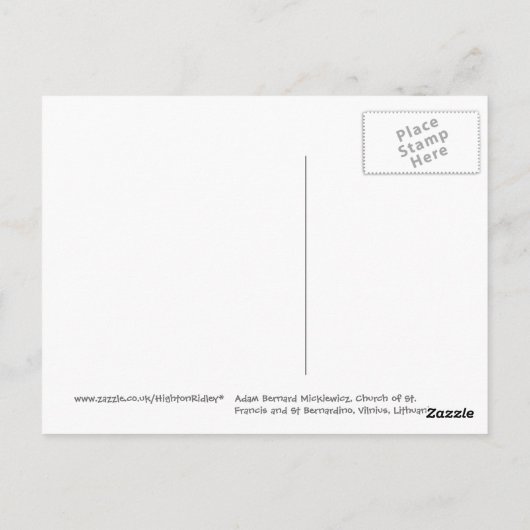 Adomas Mickevicius, Poet Statue, Vilnius Briefkaart (Achterkant)