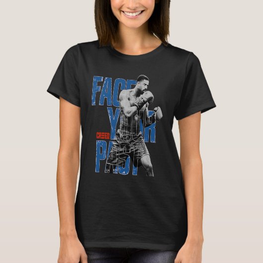 Adonis Creed Face Your Past Blue typografie T-shirt (Voorkant)