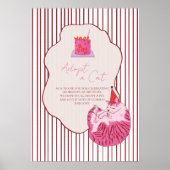Adopt a Cat Pink Cake on Stripes Birthday Decor Poster (Voorkant)