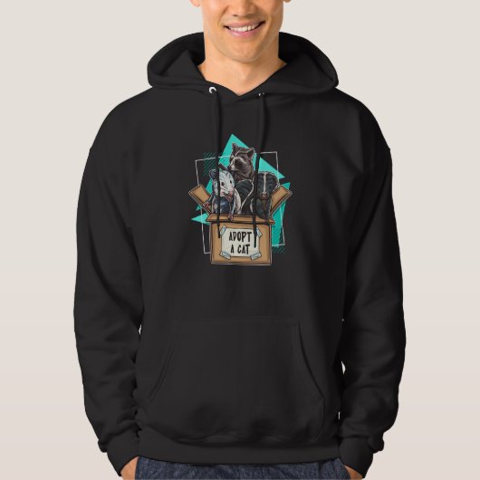Adopt a Cat Raccoon Opossum Skunk Trash Pandas Str Hoodie (Voorkant)