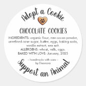 Adopt a Cookie Animal Rescue Bakery Ingredients Ronde Sticker (Voorkant)
