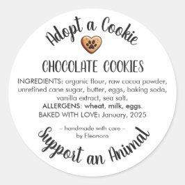 Adopt a Cookie Animal Rescue Bakery Ingredients Ronde Sticker