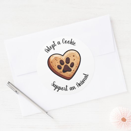 Adopt a Cookie Animal Rescue Bakery Sweet Treat Ronde Sticker (Envelop)