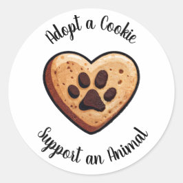 Adopt a Cookie Animal Rescue Support Ronde Sticker