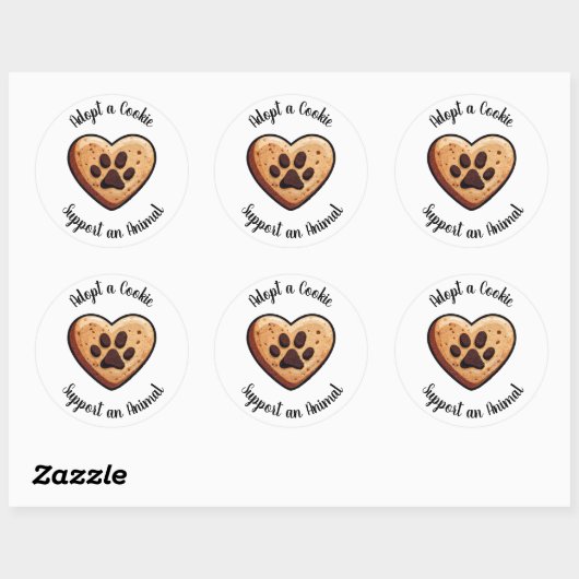 Adopt a Cookie Animal Rescue Support Ronde Sticker (Vel)