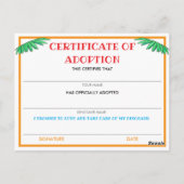 Adopt a Dinosaur kaart signaal en certificaat (Achterkant)