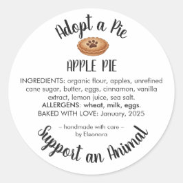 Adopt a Pie Animal Rescue Bakery Ingredients Ronde Sticker