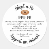 Adopt a Pie Animal Rescue Bakery Ingredients Ronde Sticker (Voorkant)