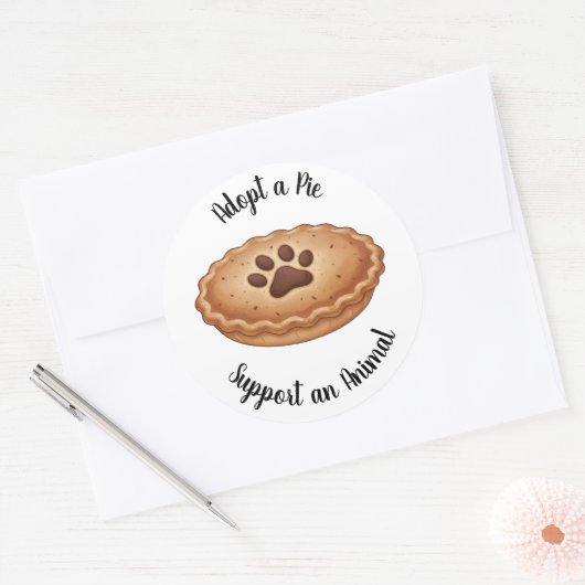 Adopt a Pie Animal Rescue Support Ronde Sticker (Envelop)