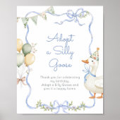 Adopt A Silly goose 1st Birthday Blue bow Poster (Voorkant)