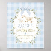 Adopt A Silly Goose Blue Gingham 1st Birthday Poster (Voorkant)