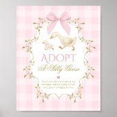 Adopt A Silly Goose Pink Gingham 1st Birthday Poster (Voorkant)