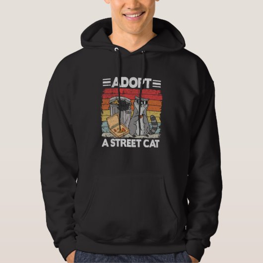Adopt A Street Cat Trash Can Garbage Panda Pizza R Hoodie (Voorkant)