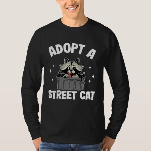 Adopt A Street Cat Trash Garbage Panda Funny Racco T-shirt (Voorkant)