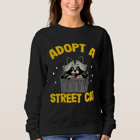 Adopt A Street Cat Trash Garbage Panda Funny Racco Trui (Voorkant)