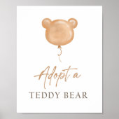 Adopt a Teddy Bear Balloon Boho Adoption Birthday  Poster (Voorkant)