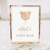 Adopt a Teddy Bear Balloon Boho Adoption Birthday  Poster