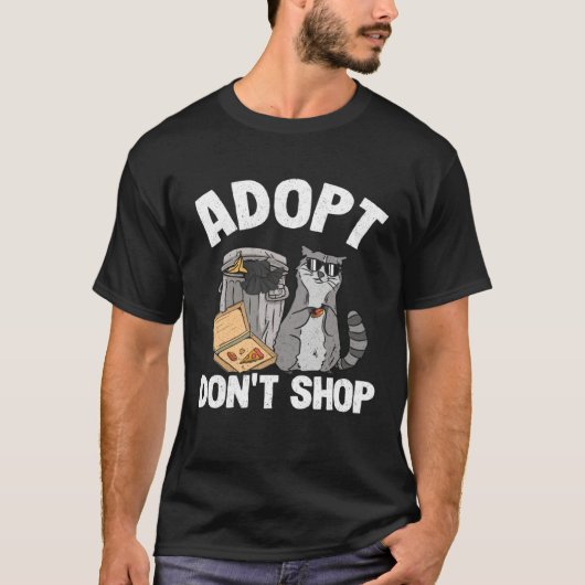 Adopt Don t Shop Trash Garbage Panda Raccoon T-shirt (Voorkant)