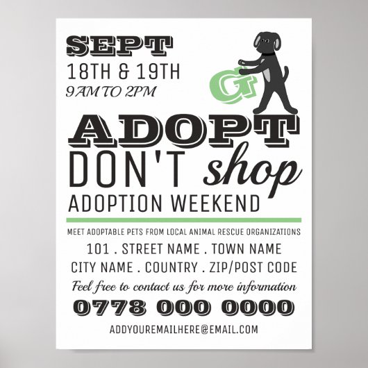Adopt Don't Shop, Pet Adoptie Event Advertising Poster (Voorkant)