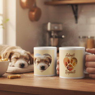 Adopt Love Repeat Aardse Reddingsfoto Kunst Grote Koffiekop
