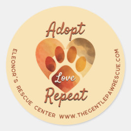 Adopt Love Repeat Warm Earthy Paw Art Ronde Sticker
