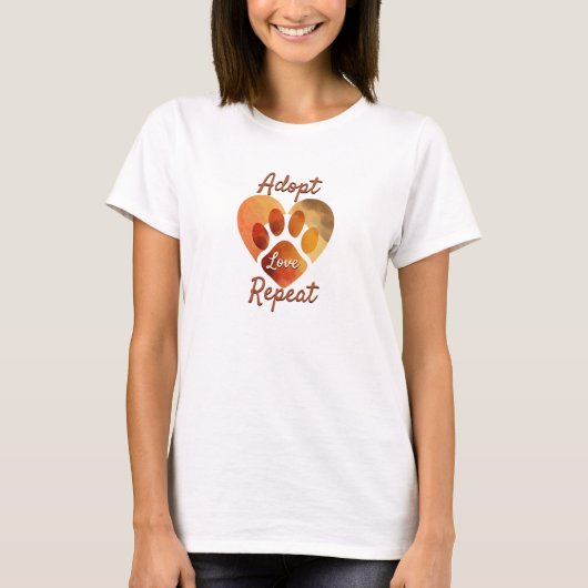 Adopt Love Repeat Warm Earthy Paw Art T-shirt (Voorkant)