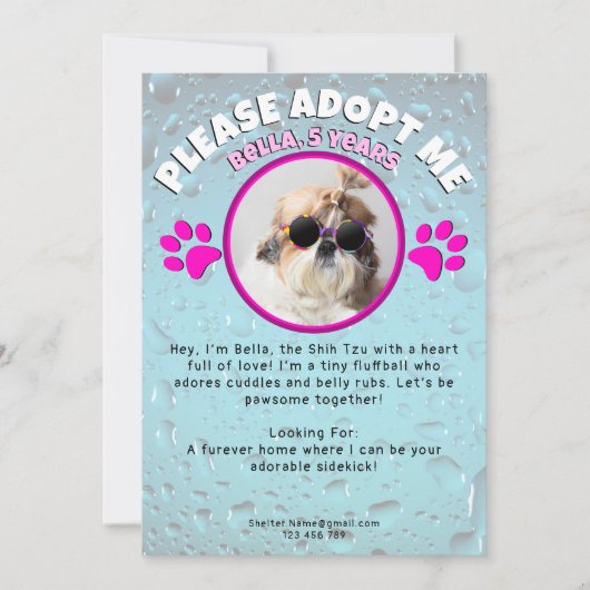Adopt me dog custom 2 photo shelter animal rescue kaart (Voorkant)