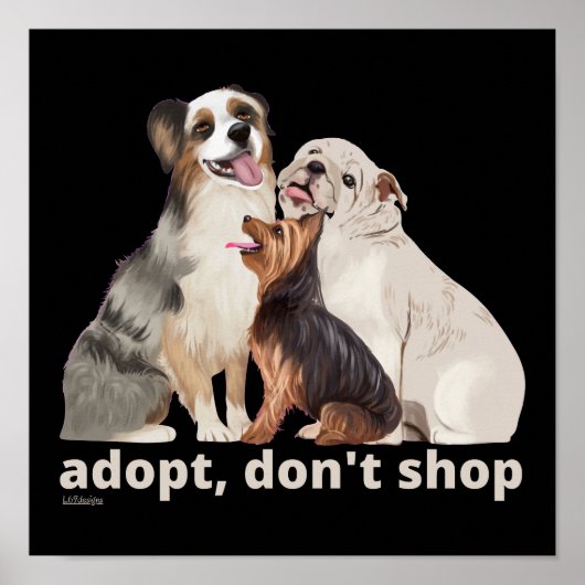 ADOPT NIET SCHOPPEN om de dieren te redden die hon Poster (Voorkant)