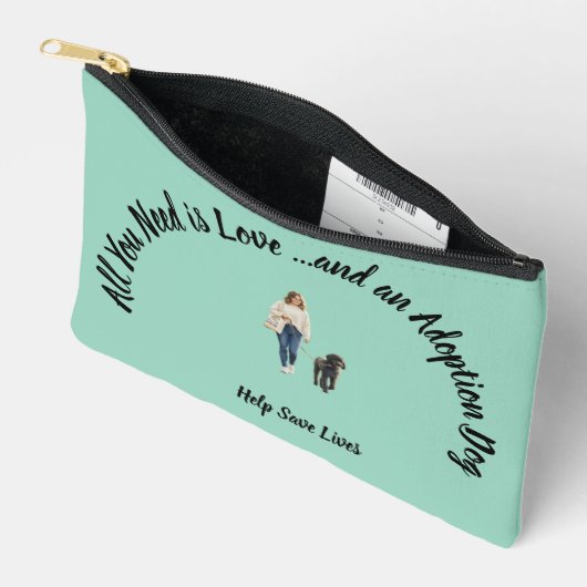 Adopted Dog Theme Small Zipper Bag Etui (Open)