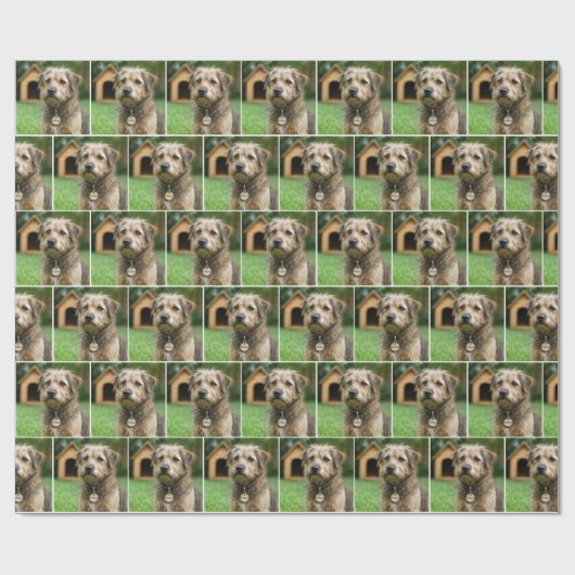 Adopted Scruffy Dog With Doghouse Cadeaupapier (Vlak)