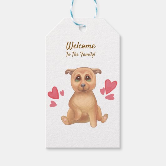 Adopteer dag schattige hond cadeaulabel (Voorkant)