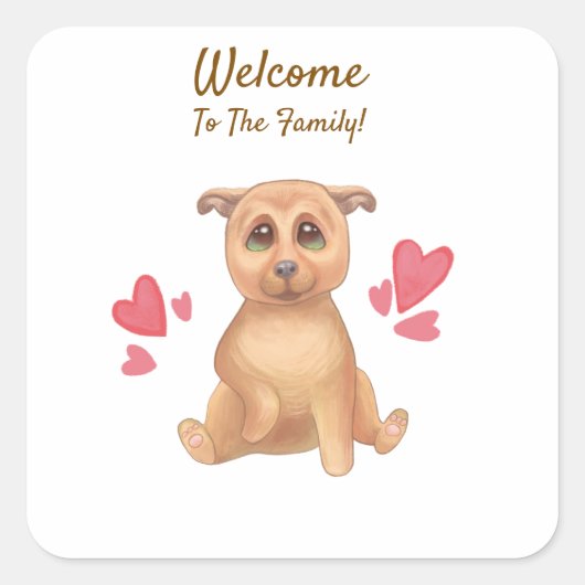 Adopteer dag schattige hond vierkante sticker (Voorkant)