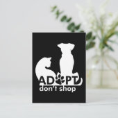 Adopteer Don't Shop Hondenkat Wit Briefkaart (Staand voorkant)