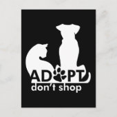 Adopteer Don't Shop Hondenkat Wit Briefkaart (Voorkant)