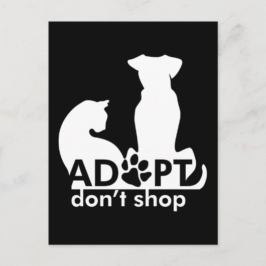 Adopteer Don't Shop Hondenkat Wit Briefkaart (Voorkant)