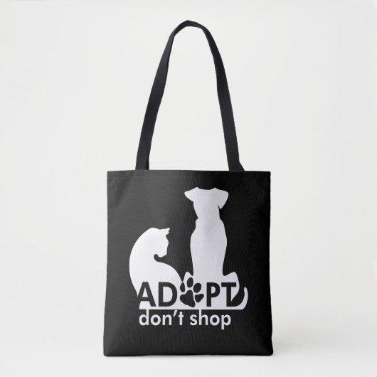 Adopteer Don't Shop Hondenkat Wit Tote Bag (Voorkant)