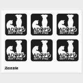 Adopteer Don't Shop Hondenkat Wit Vierkante Sticker (Vel)