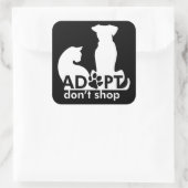 Adopteer Don't Shop Hondenkat Wit Vierkante Sticker (Tas)