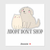 Adopteer Don't Shop Kat Hond Sticker (Vel)