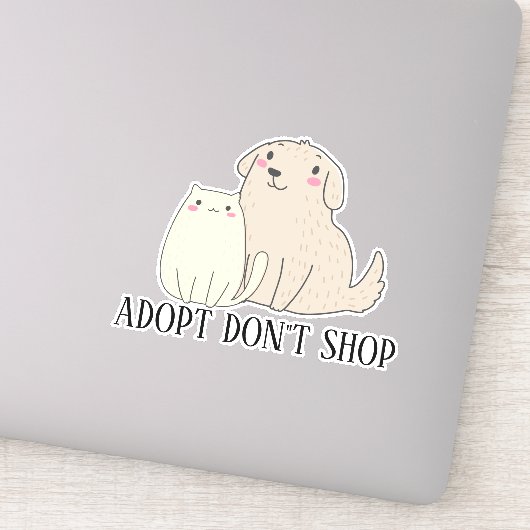 Adopteer Don't Shop Kat Hond Sticker (Detail)
