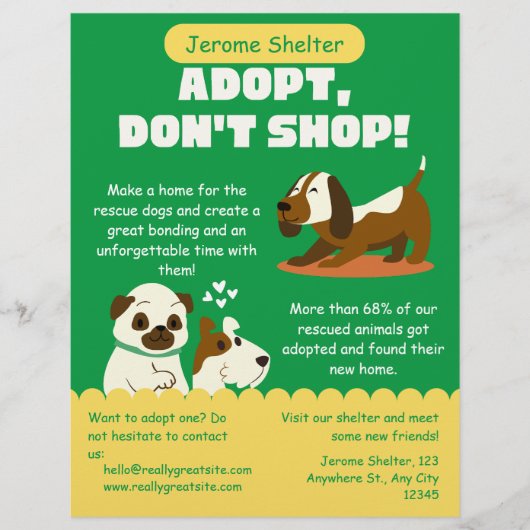 Adopteer Don't Shop Pet Shelter Flyer (Voorkant)
