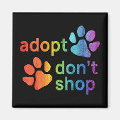 Adopteer Don't Shop Rainbow Paws Magneet (Voorkant)