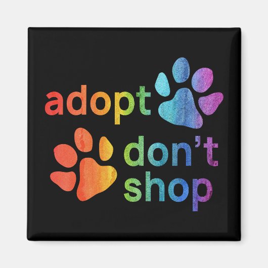 Adopteer Don't Shop Rainbow Paws Magneet (Voorkant)