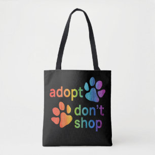 Adopteer Don't Shop Rainbow Paws Tote Bag