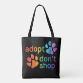 Adopteer Don't Shop Rainbow Paws Tote Bag (Achterkant)