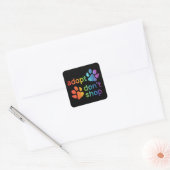 Adopteer Don't Shop Rainbow Paws Vierkante Sticker (Envelop)