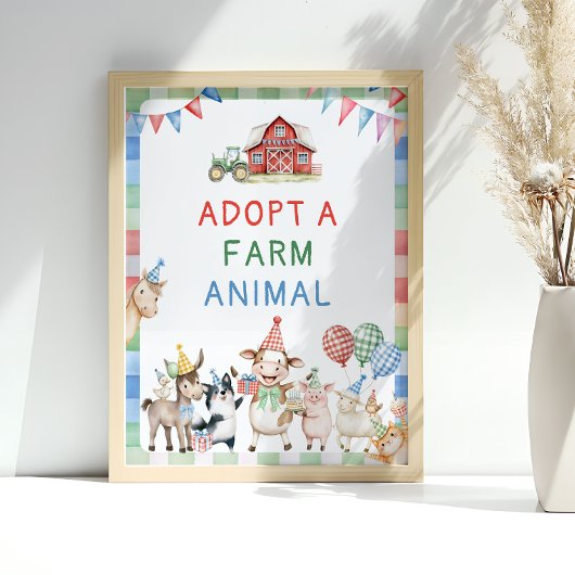 Adopteer een Boerderij Animal Barnyard Birthday Poster